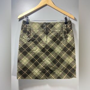 Vintage Loft green plaid midi corduroy skirt